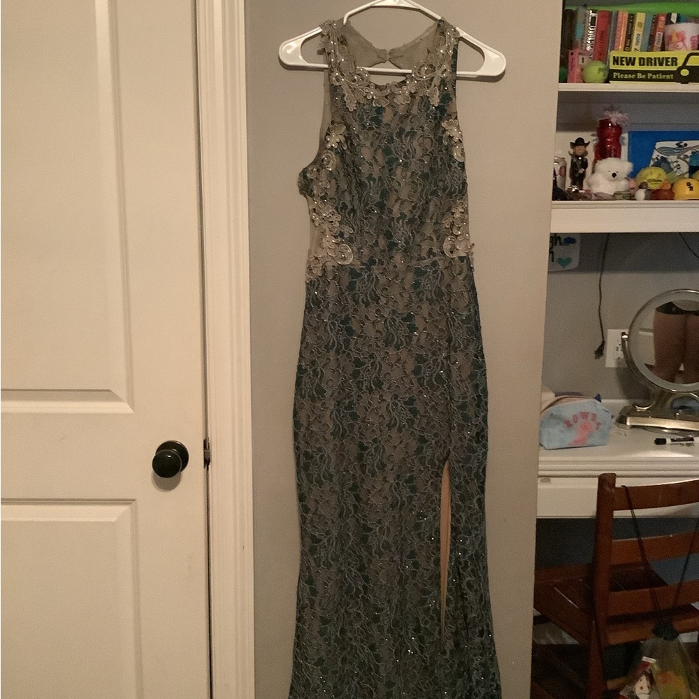 Elegant Gray Lace Gown